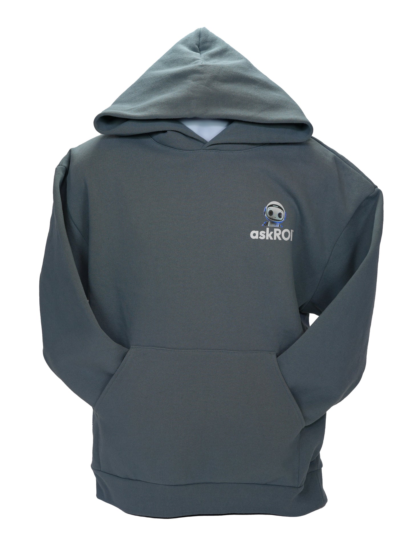 askROI Magic Blue Hoodie – Robot Logo Front & "Don't Ask Me, Ask ROI" Back Print