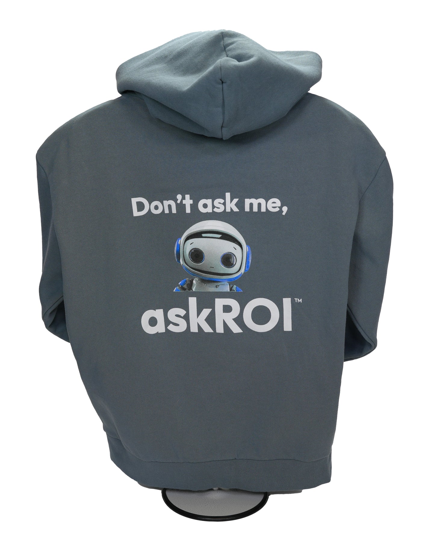 askROI Magic Blue Hoodie – Robot Logo Front & "Don't Ask Me, Ask ROI" Back Print