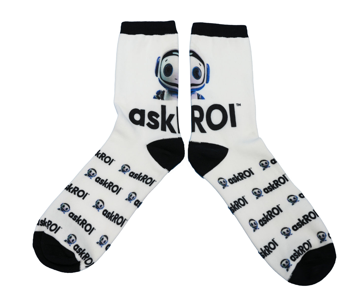 askROI Sublimated Crew Socks - White