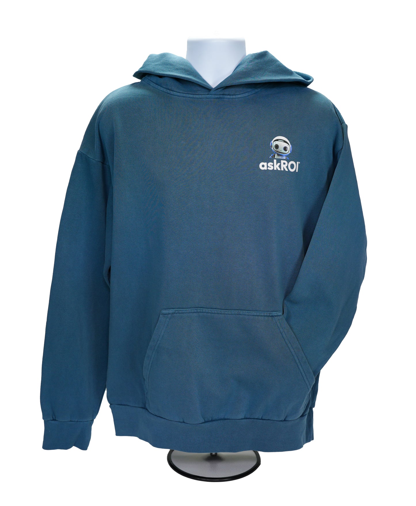 askROI Pebble Blue Unisex Hoodie – Robot Logo Front